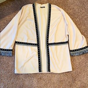 Blush Kimono W/ Black Studded Trim
